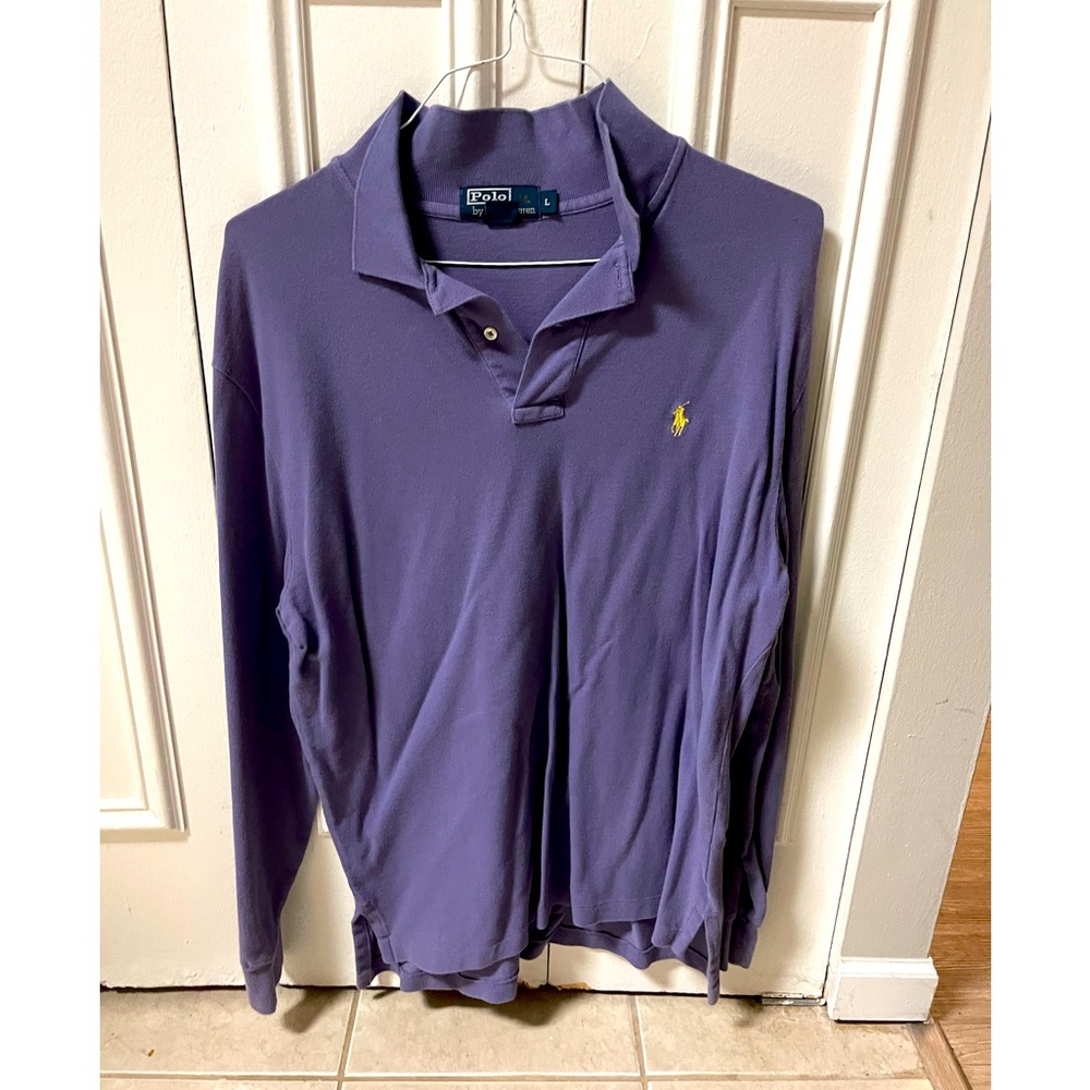 Polo Ralph Lauren long sleeve polo. Size large. 100% cotton. Light purple.